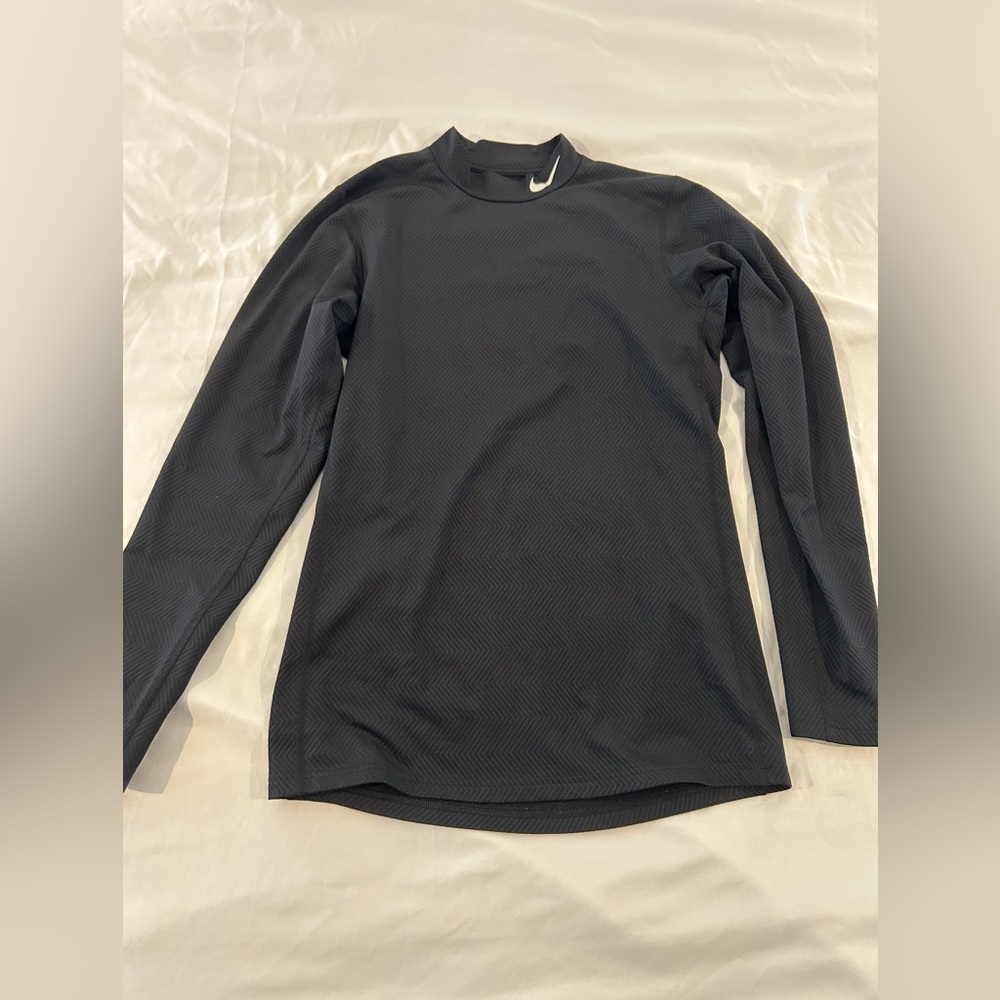Nike Dri Fit Long Sleeve Shirt Womens Small Black Athletic Running Top